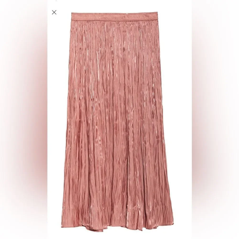 ZARA PLEATED SATIN EFFECT SKIRT